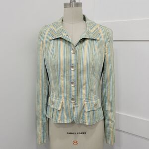 VINTAGE Carlisle Striped Silk Lined Jacket Blazer Career Size 6